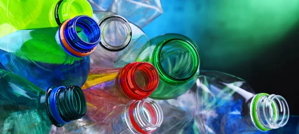 Empty Colored Carbonated Drink Bottles Plastic Waste — Stock Photo, Image