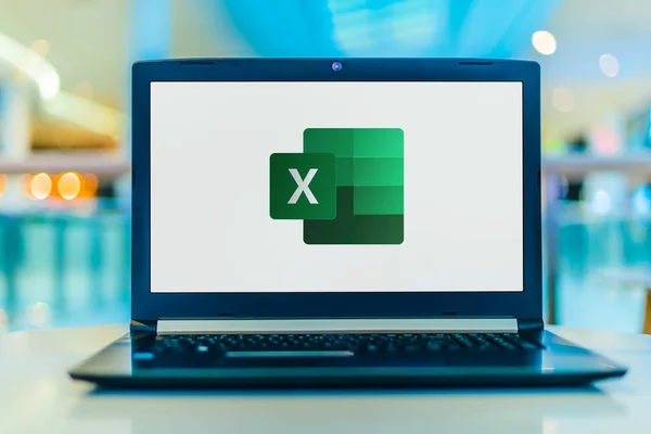 Poznan Pol Feb 2020 Портативный Компьютер Логотипом Microsoft Excel Электронной — стоковое фото