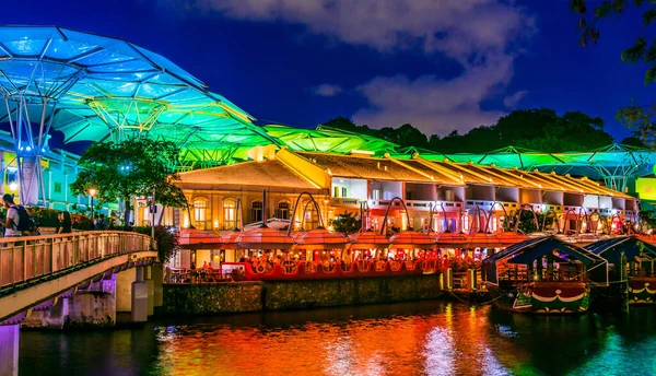 新加坡 2020年3月3日 落日后的克拉克码头 新加坡受欢迎的夜生活区 — 图库照片