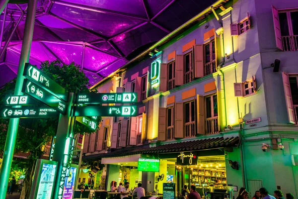 Singapore Mar 2020 Clarke Quay Após Pôr Sol Popular Bairro — Fotografia de Stock