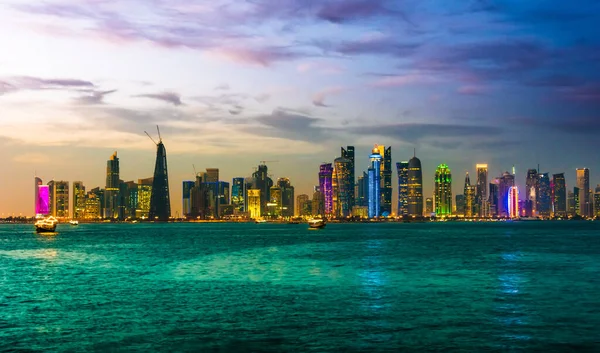Doha Katar Şubat 2020 Doha Katar Şehir Merkezi Gün Batımından — Stok fotoğraf