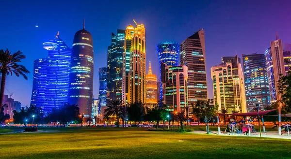 Doha Katar Şubat 2020 Doha Katar Şehir Merkezi Gün Batımından — Stok fotoğraf