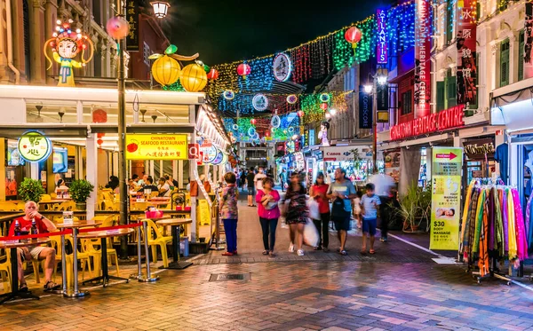 Singapore Feb 2020 Pagoda Street Chinatown Distriktet Singapore Natten - Stock-foto