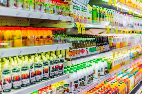 Ingapore Mar 2020 Juicelådor Och Kalla Drycker Som Bjuds Till — Stockfoto