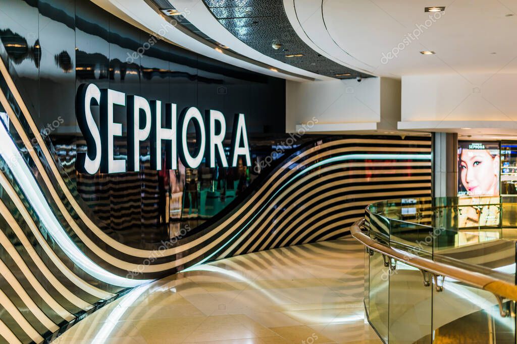 SINGAPORE - MAR 3, 2020: Sephora shop, a French multinational chain of personal care and beauty stores