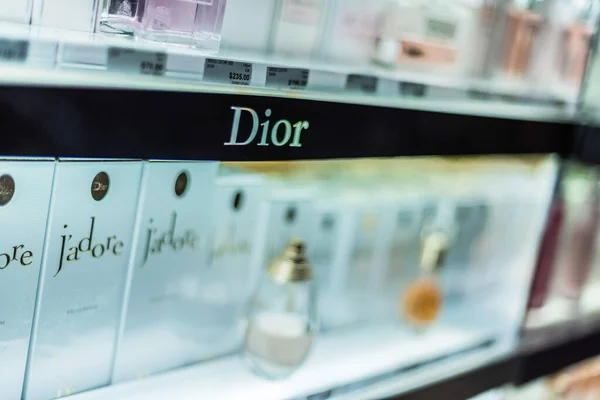 Singapore Mar 2020 Bottles Perfume Dior Store Shelf — Stock Photo, Image