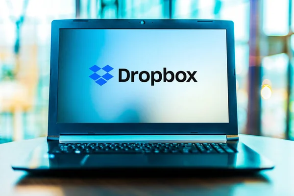 Poznan Pol März 2020 Laptop Mit Logo Von Dropbox Einem — Stockfoto