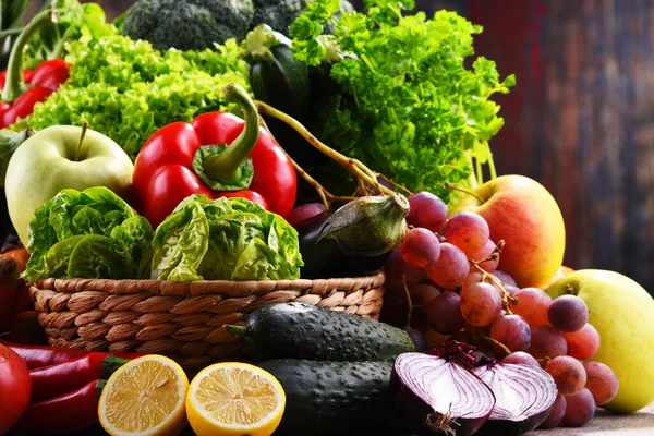 Composition Assorted Organic Vegetables Fruits — Stock Photo, Image