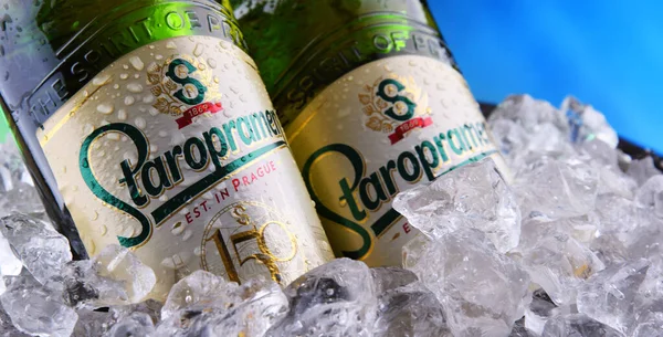 Poznan Pol Apr 2020 Bottles Staropramen Flagship Product Staropramen Brewery — Stock Photo, Image