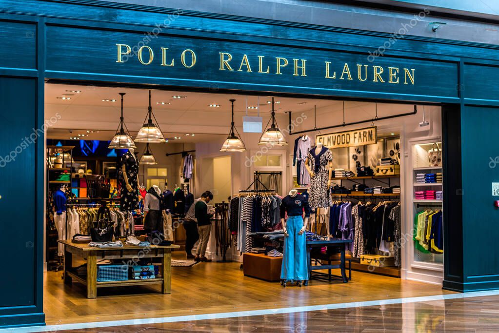SINGAPORE - MAR 5, 2020: Front entrance to Ralph Lauren store in Singapore shopping mall