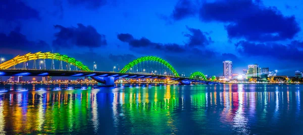 Nang Vietnam Oct 2019 Vue Nuit Pont Dragon Sur Rivière — Photo