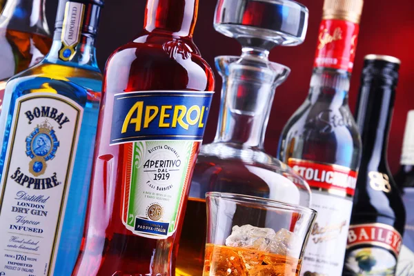 Poznan Pol Apr 2020 Flaskor Olika Globala Spritsorter Inklusive Whisky — Stockfoto