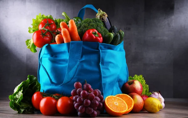 Saco Compras Com Legumes Frutas Frescas — Fotografia de Stock