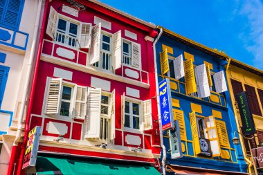 SINGAPORE - MAR 3, 2020: Singapur 'daki Çin Mahallesi' nin eski mimarisi