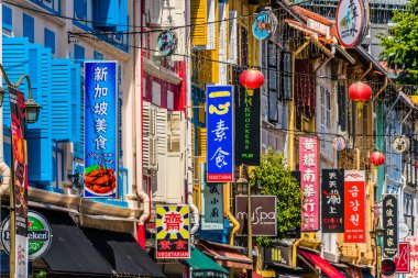 SINGAPORE - MAR 3, 2020: Singapur 'daki Çin Mahallesi' nin eski mimarisi