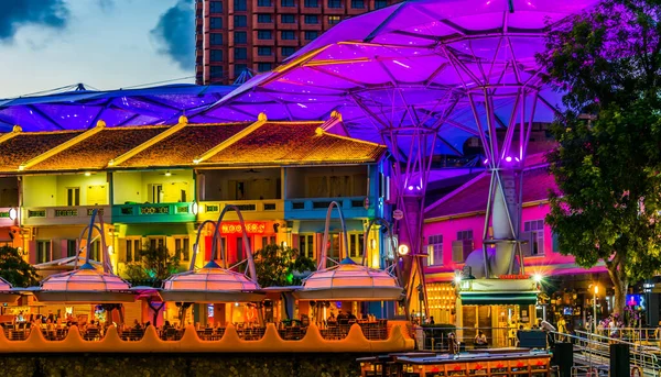 Сингапур Мар 2020 Набережная Кларк После Захода Солнца Популярный Район — стоковое фото