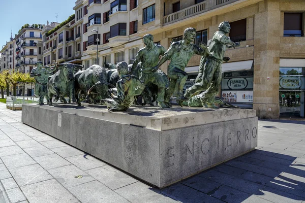 Estatua de Encierros en Pamplona España — Foto de Stock