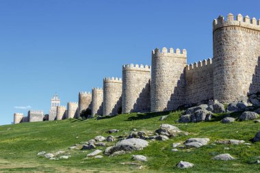 Scenic medieval city walls of Avila clipart