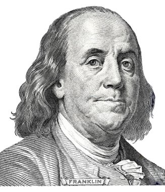 Benjamin Franklin portrait from hundred dollars banknote clipart