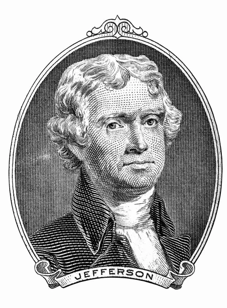 Salva Scarica Anteprima Ritratto Thomas Jefferson su sfondo bianco — Foto Stock