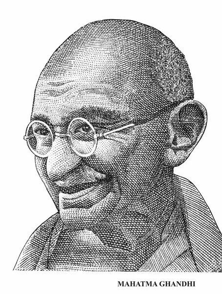 Mahatma Gandhi isolado sobre fundo branco — Fotografia de Stock