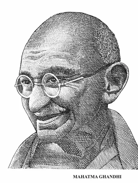 Beyaz arka plan üzerinde Mahatma Gandhi izole