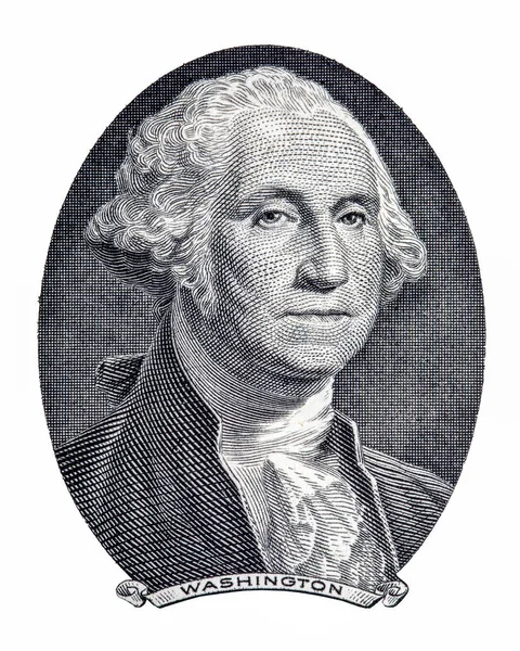 Portrait of first U.S. president George Washington as he looks on one dollar bill obverse. — Stock Photo, Image