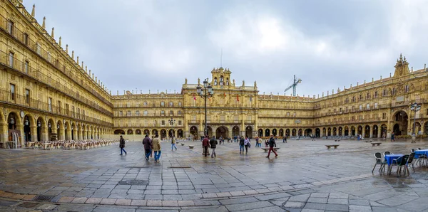 Plaza Mayor, nejdůležitější náměstí a srdce Salamanky. Španělsko — Stock fotografie
