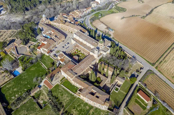 Monastère Santa Maria Santes Creus Tarragone Espagne Vue Aérienne — Photo