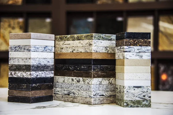 Arbeitsplatten aus Granit. Marmor, Steinmaterial, Stein - Objekt, Fliese, Baumaterial Stockfoto