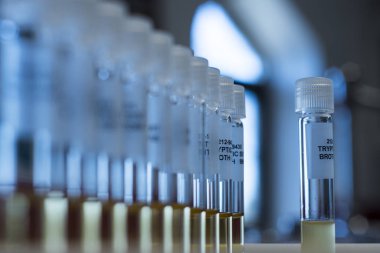 Laboratuvar test tüpleri, laboratuvar deneyi, laboratuvar test tüpü ile çalışan bilim adamı