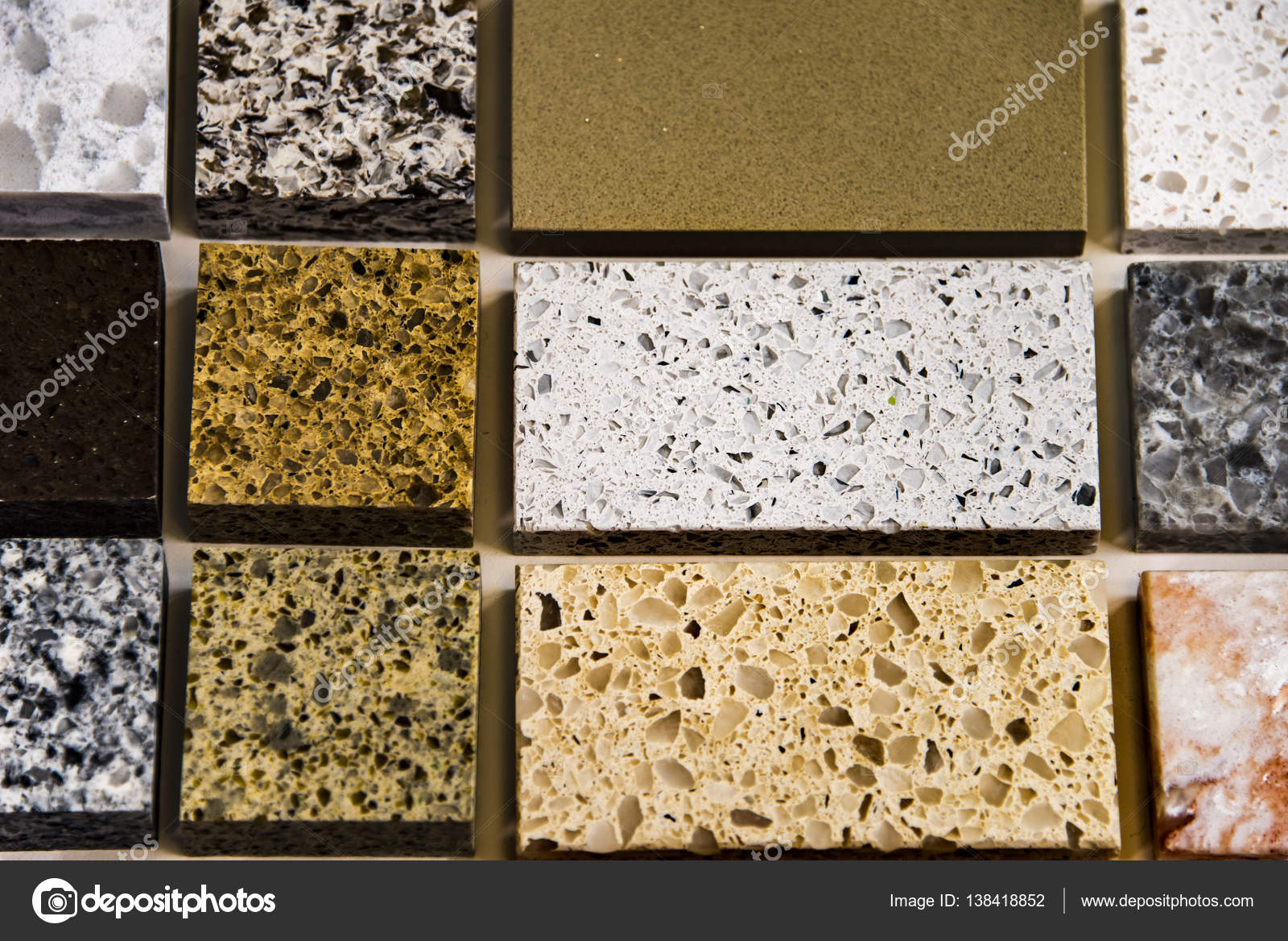 Samples Of Natural Stone In Different Sizes Used As A Kitchen