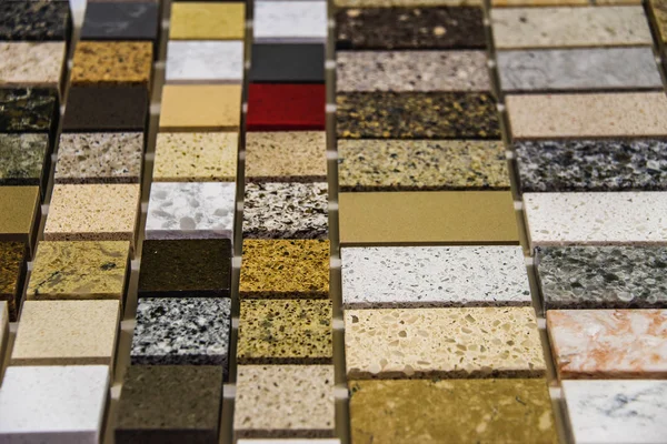 Encimeras de cocina, muestras, colores, cuarzo, granito, mármol