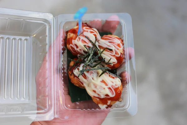 Takoyaki, ahtapot topları, Japon yemekleri. — Stok fotoğraf
