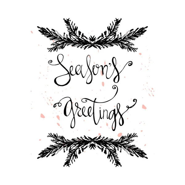 Seasons Greetings Abstract Hand Drawn Calligraphy card design. Creative Artistic textures background for postcards, invitations, greeting cards, banners, posters, etc. Made in vector