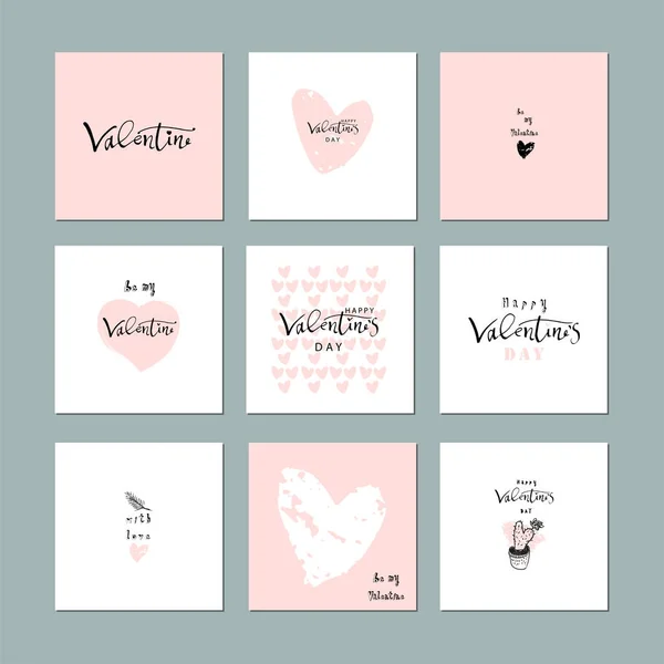 Szép absztrakt kézzel rajzolt üdvözlőkártyák hagyományos szimbólumok a Valentin-nap. Aranyos rajzfilm nemes háttér a meghívók ajándék címke, csomagolás, évforduló, Valentin nap fél, esküvő — Stock Vector