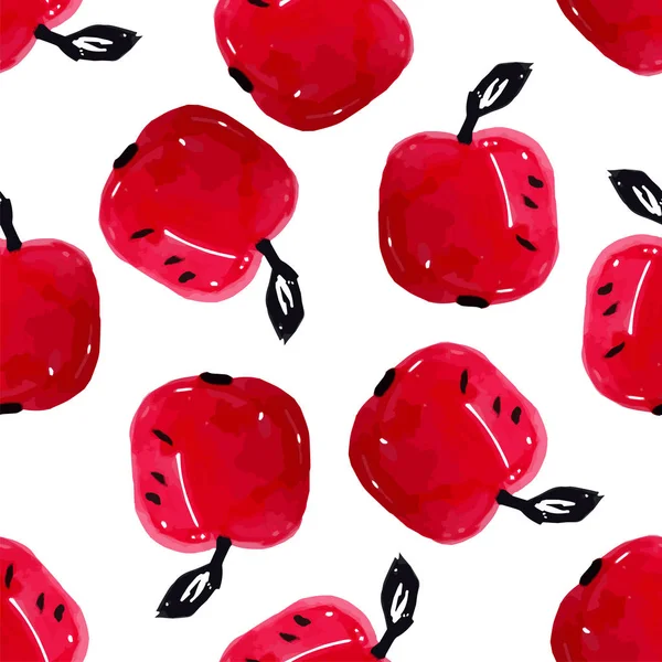 수채화 사과 원활한 패턴 — 스톡 벡터