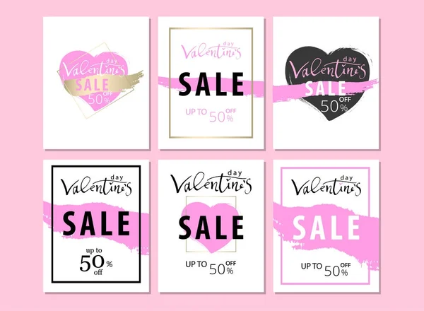 Aantal Trendy chique Valentijn s dag verkoop kaarten — Stockvector