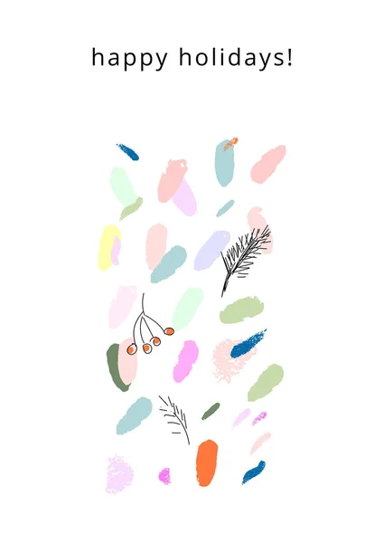 Carte créative avec brosse à confettis dessinée à la main — Image vectorielle