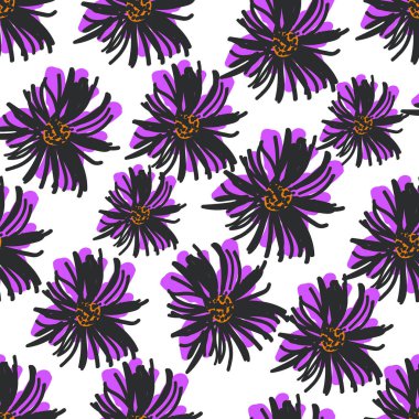 vektör çizim tasarım karanlık çiçek sorunsuz doku deseninin 