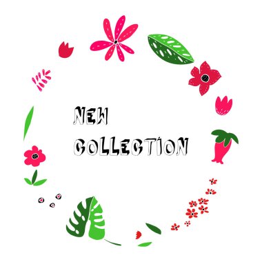 Güzel çiçek çelenk vektör çizim tasarımı metin ile 