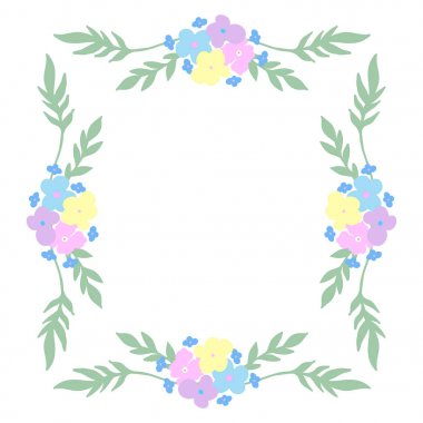 vektör çizim tasarım güzel beyaz arka plan üzerinde izole çerçeve çiçek