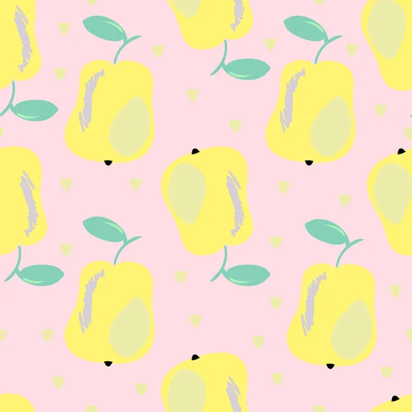 Vektorové Ilustrace Design Vzor Bezešvé Žluté Hruškovitého Ovoce — Stockový vektor