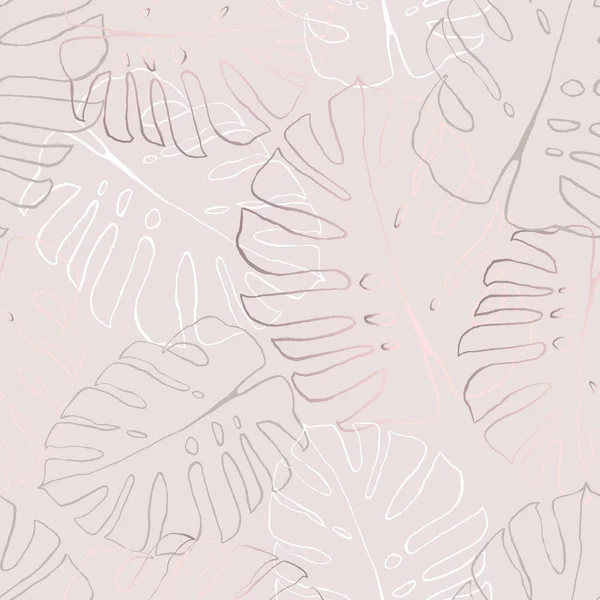 Vektorové Ilustrace Design Růžové Palmy Listy Vzor Bezešvé Pozadí — Stockový vektor