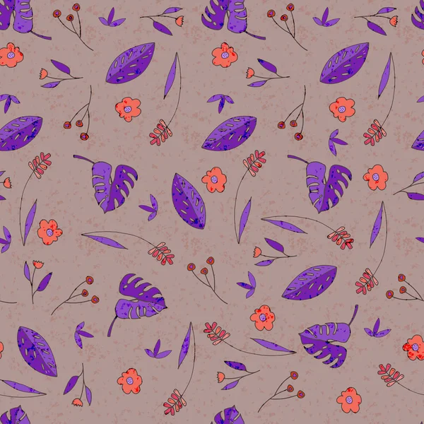 Vektor Illustration Design Von Schönen Blumen Und Blättern Nahtlose Muster — Stockvektor