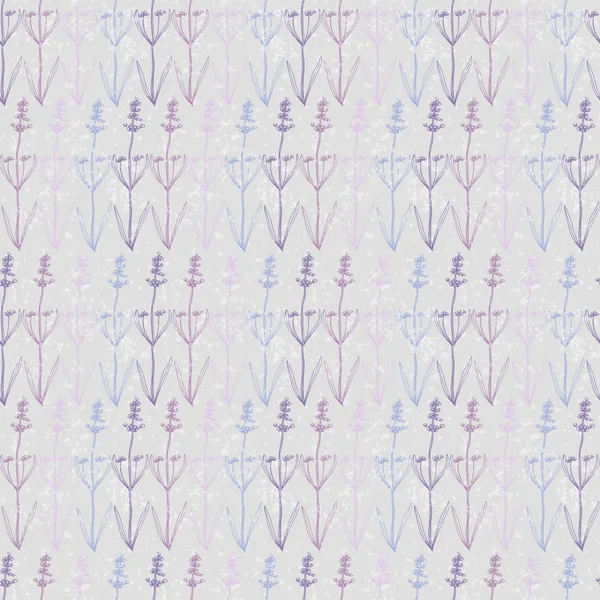 Vector Εικονογράφηση Σχεδιασμός Του Κομψό Λεβάντα Λουλούδια Απρόσκοπτη Μοτίβο Φόντου — Διανυσματικό Αρχείο