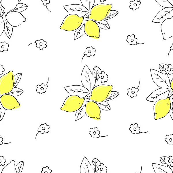 Vektor Illustration Design Der Zitronenfrucht Nahtlose Muster — Stockvektor