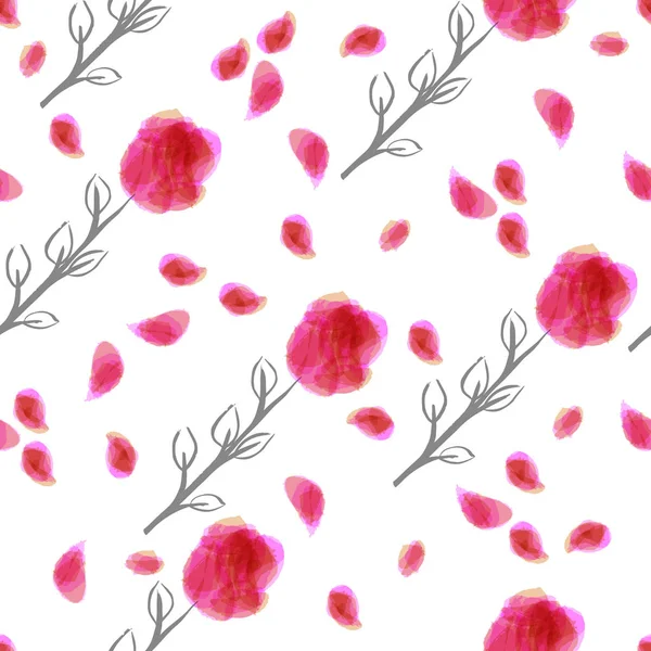 Disegno Illustrazione Vettoriale Bella Rosa Fiori Texture Modello Sfondo — Vettoriale Stock