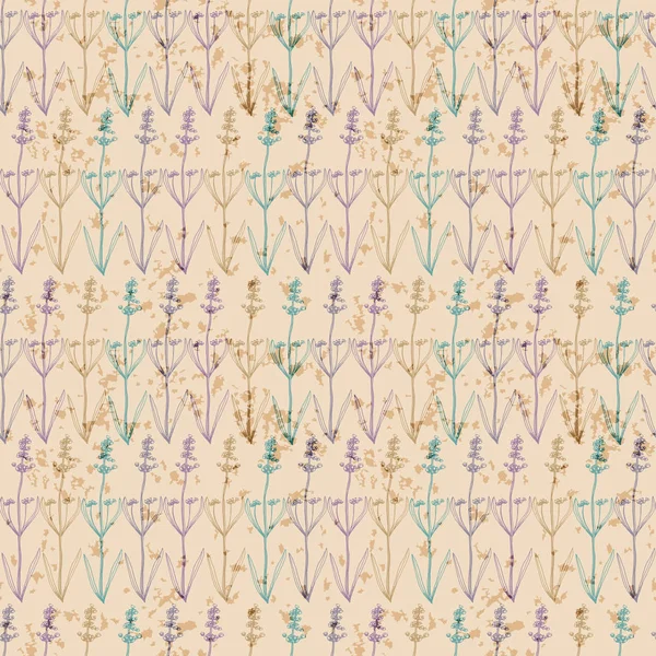 Design Ilustração Vetorial Flores Lavanda Elegantes Sem Costura Fundo Padrão — Vetor de Stock