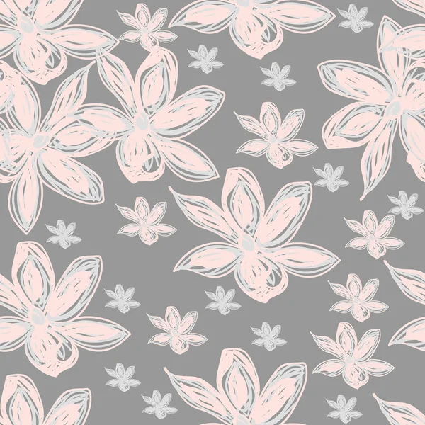 Vektor Illustration Design Von Blumen Pastellfarbe Nahtlose Muster — Stockvektor